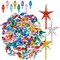 Casafield Ceramic Christmas Tree Replacement Lights - 108 Multi-color with Glitter Bulbs and 3 Star Toppers